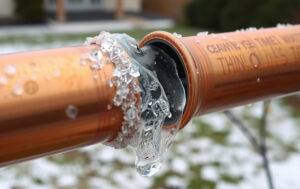 Disjoined outdoor copper plumbing due to frost